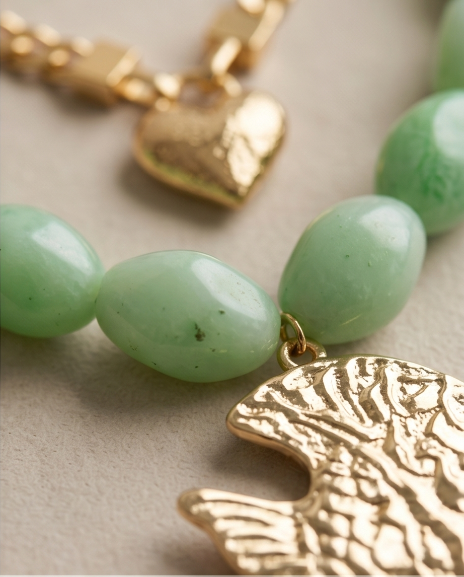 GOLD AND GREEN FISH NECKLACE